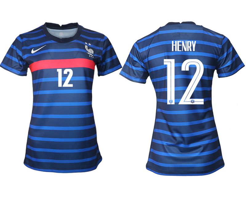 Women 2021-2022 France home aaa version blue #12 Soccer Jerseys->women soccer jersey->Women Jersey